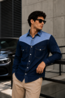 Men's Yoke Block Stretch Denim Shirt